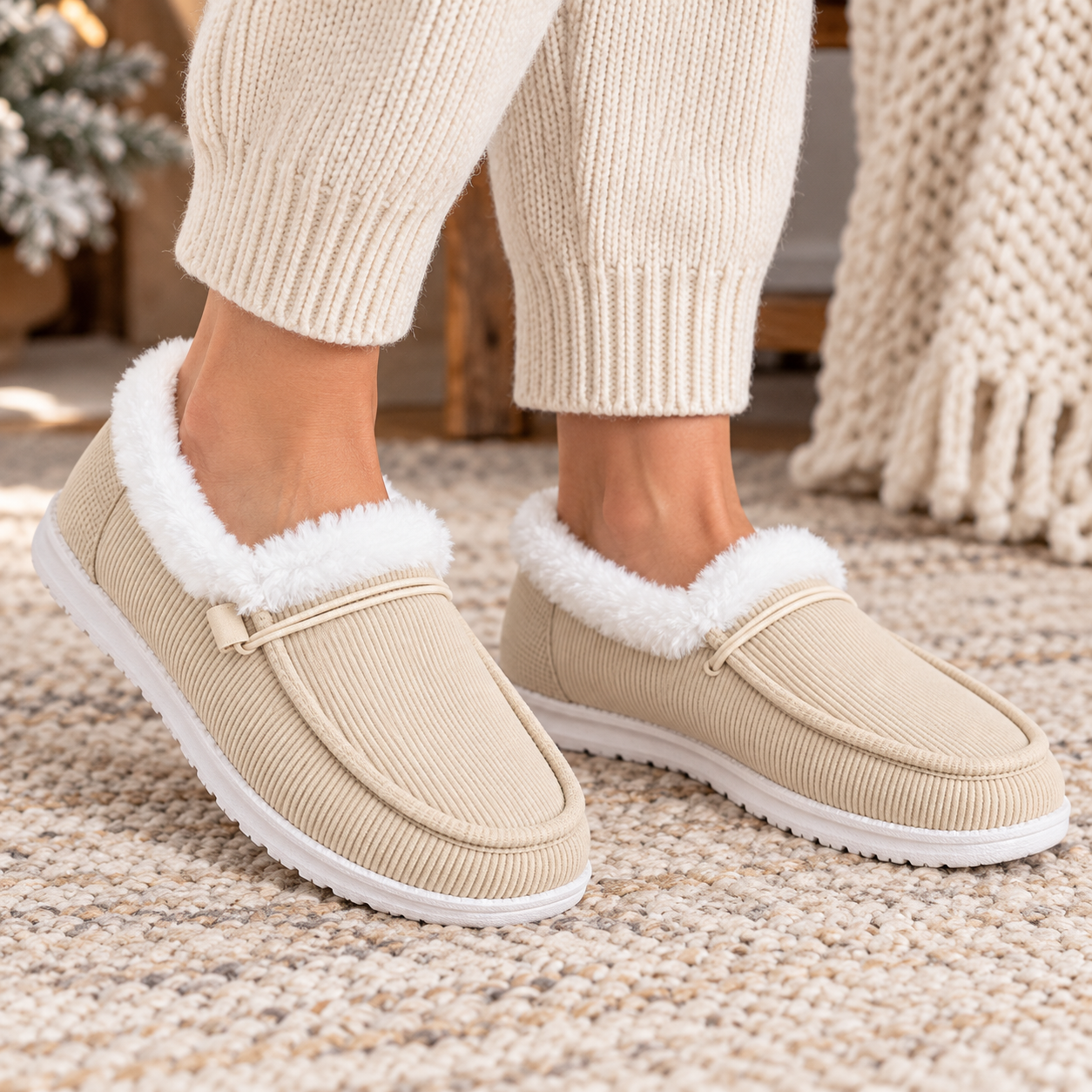 Fleece-Lined Moccasin Loafers