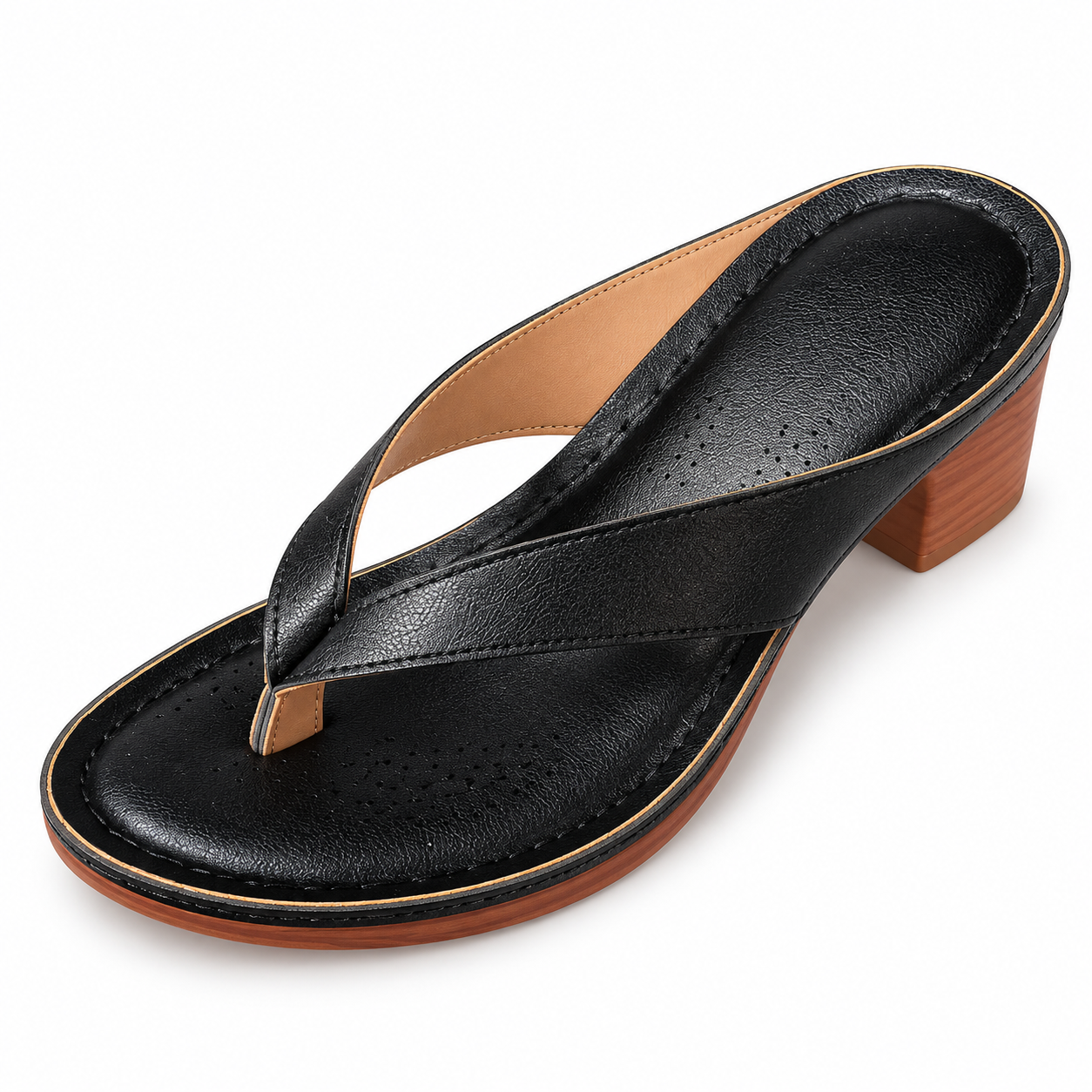 Chunky-Heel Thong Sandals