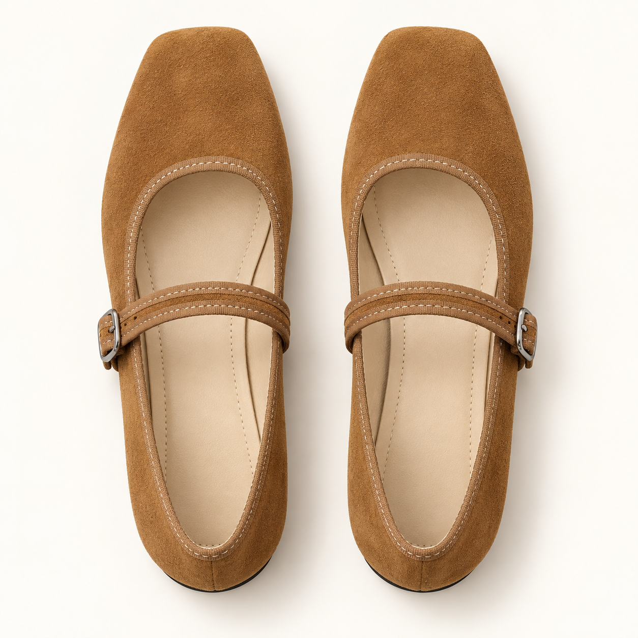 Suede-Look Mary Jane Flats