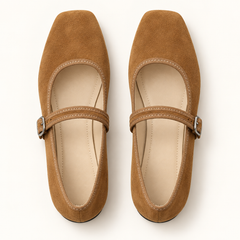 Suede-Look Mary Jane Flats