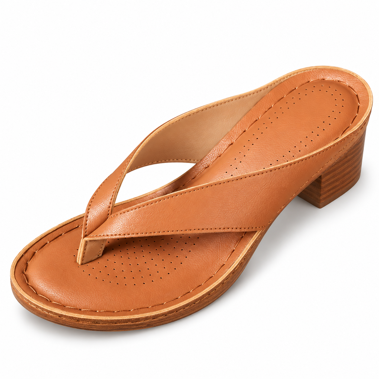 Chunky-Heel Thong Sandals