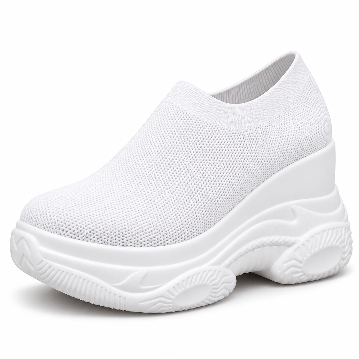 Knit Platform Slip-On Sneakers