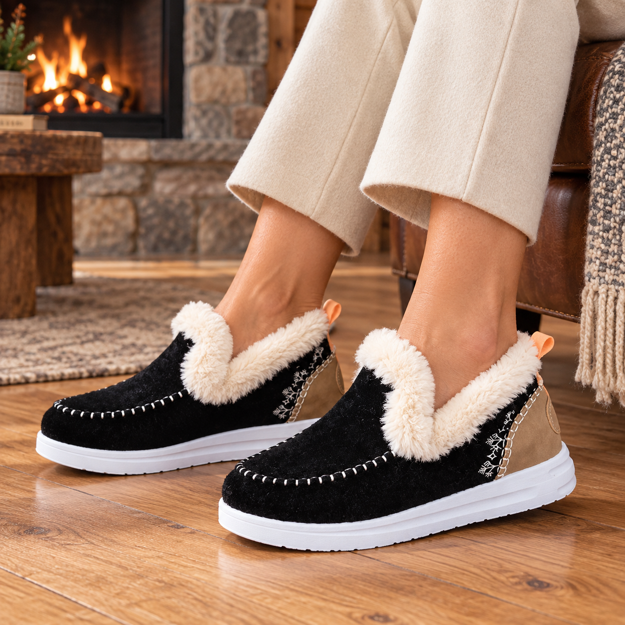 Fleece-Lined Slip-On Winter Boots
