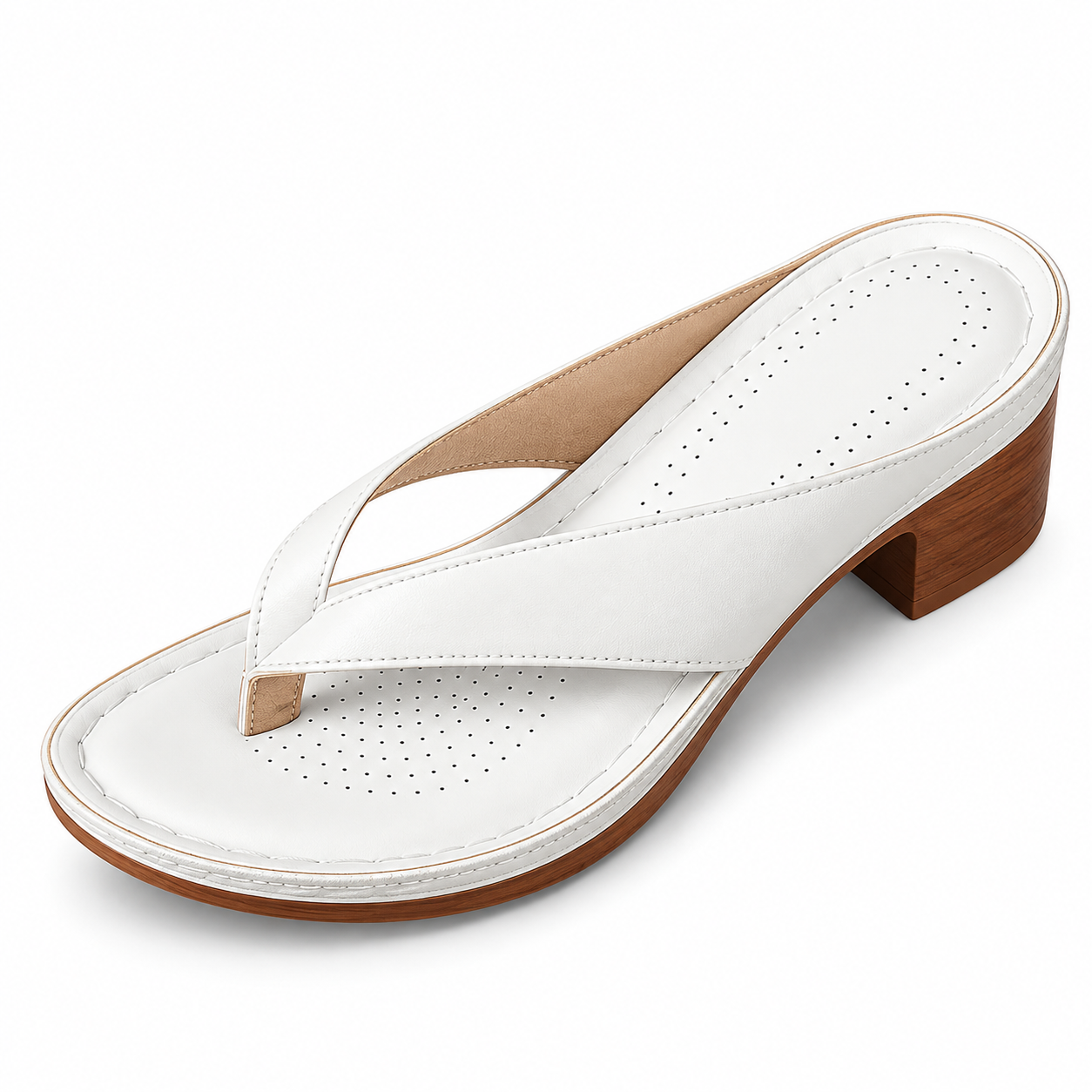 Chunky-Heel Thong Sandals