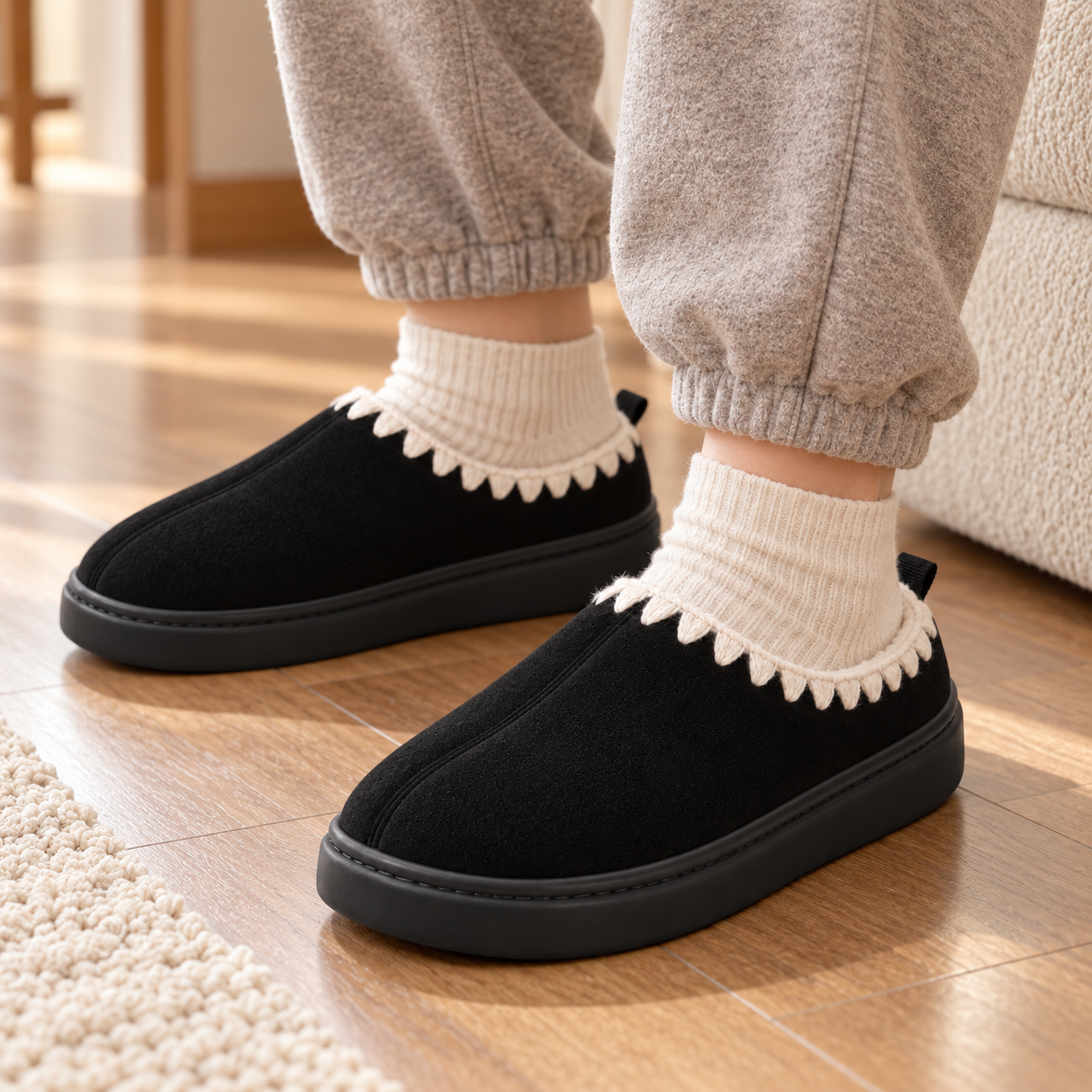 Non-Slip Lace-Up Winter Slippers