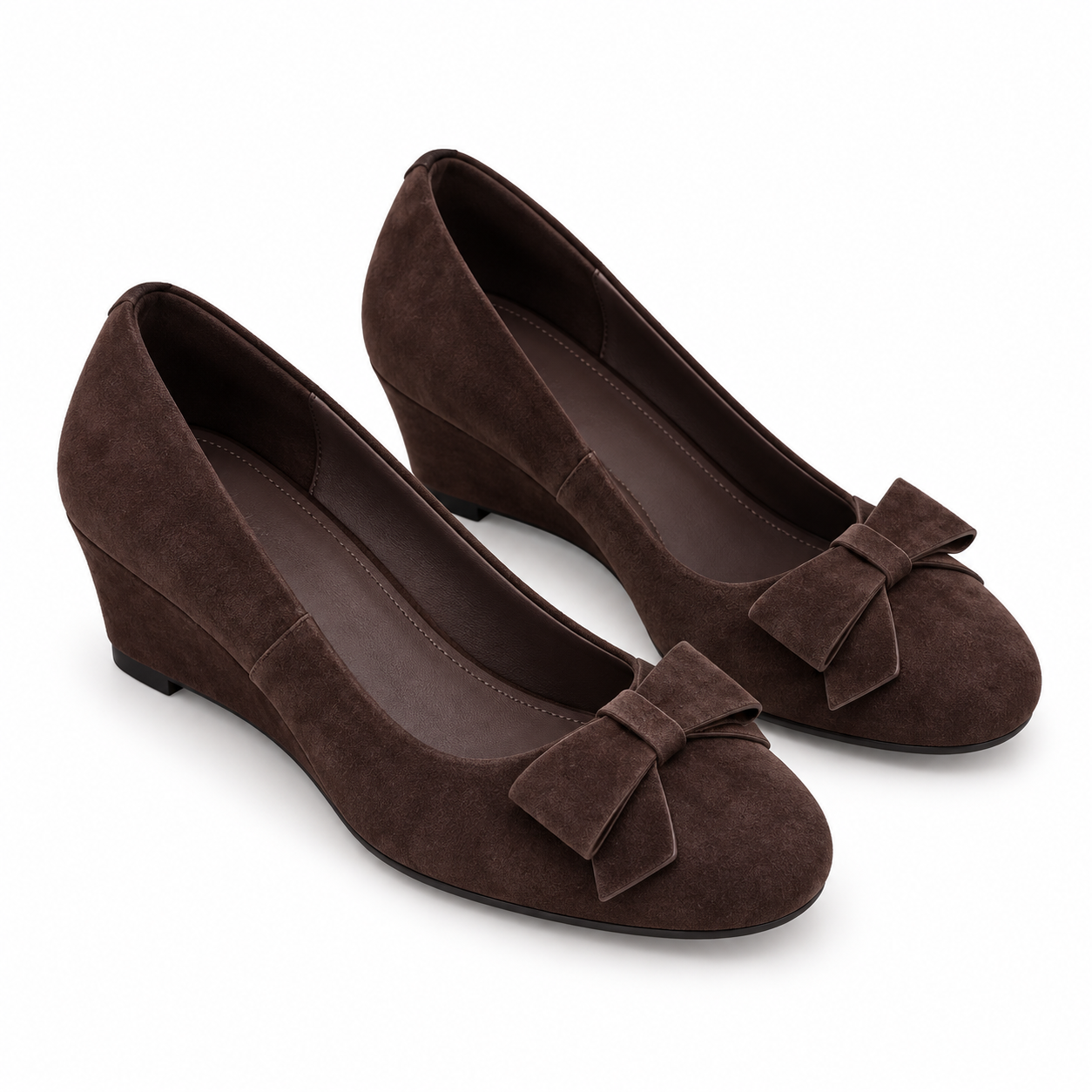Retro Sheepskin Suede Wedge Shoes.
