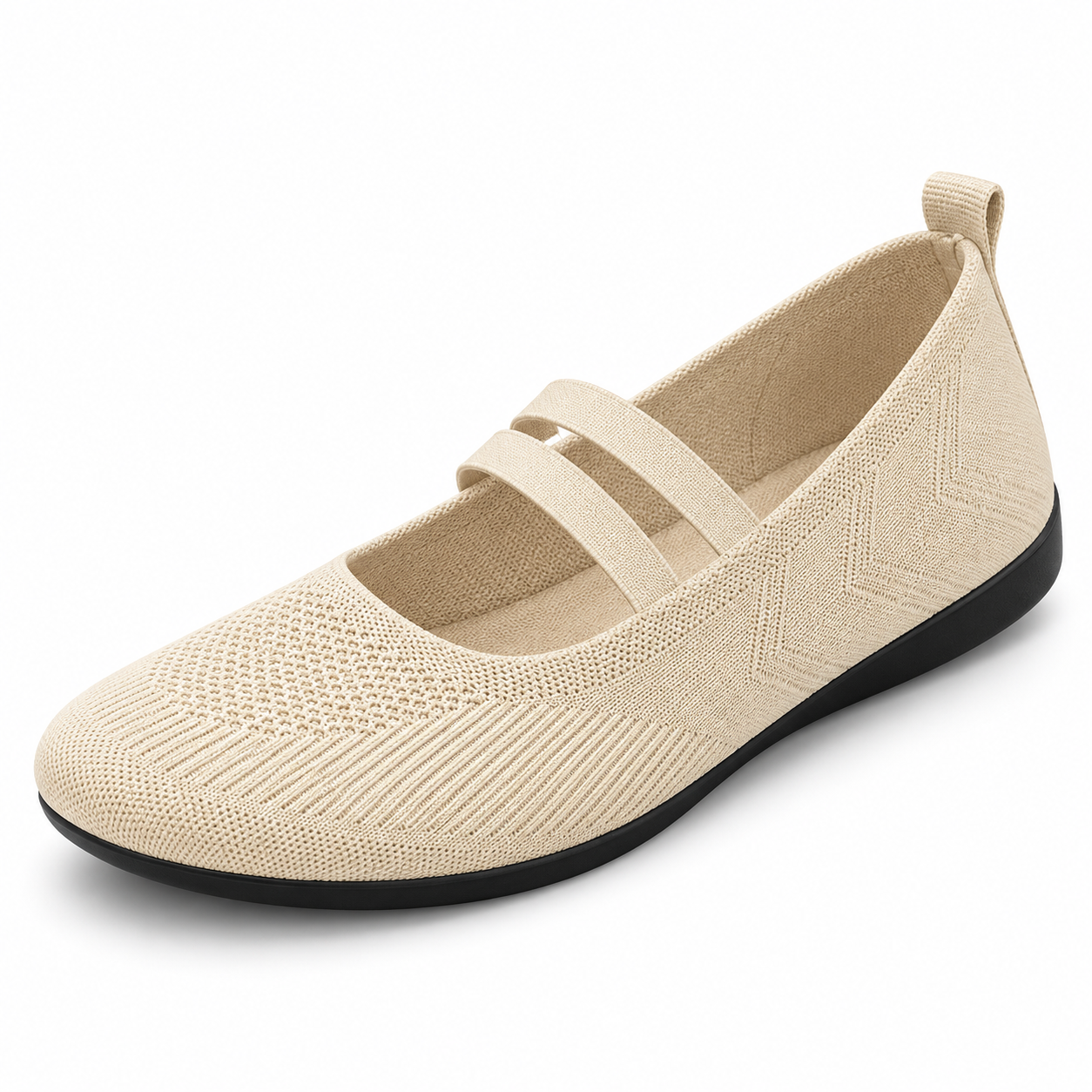 Marla Comfort - Women's Wide Toe Box Knit Mary Jane Flats, Slip-On Non-Slip Walking Shoes
