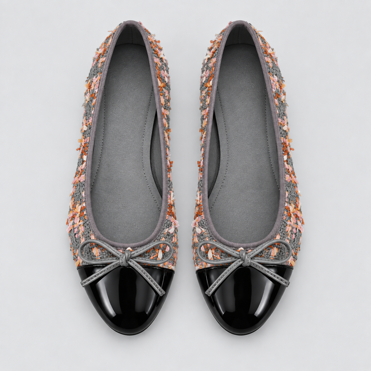 Tweed Bow Flat Shoes
