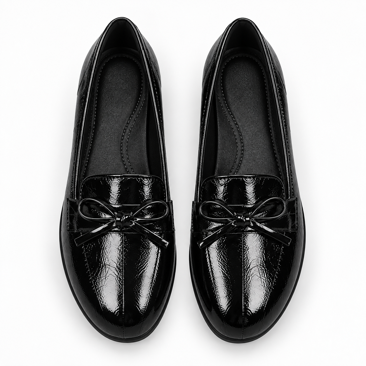 Patent Bow Wedge Loafers