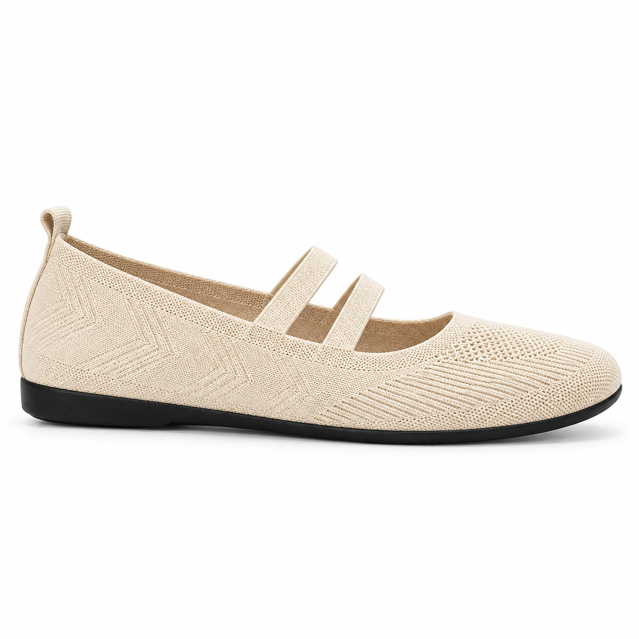 Marla Comfort - Women's Wide Toe Box Knit Mary Jane Flats, Slip-On Non-Slip Walking Shoes