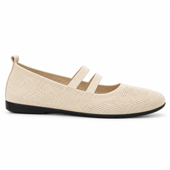 Marla Comfort - Women's Wide Toe Box Knit Mary Jane Flats, Slip-On Non-Slip Walking Shoes