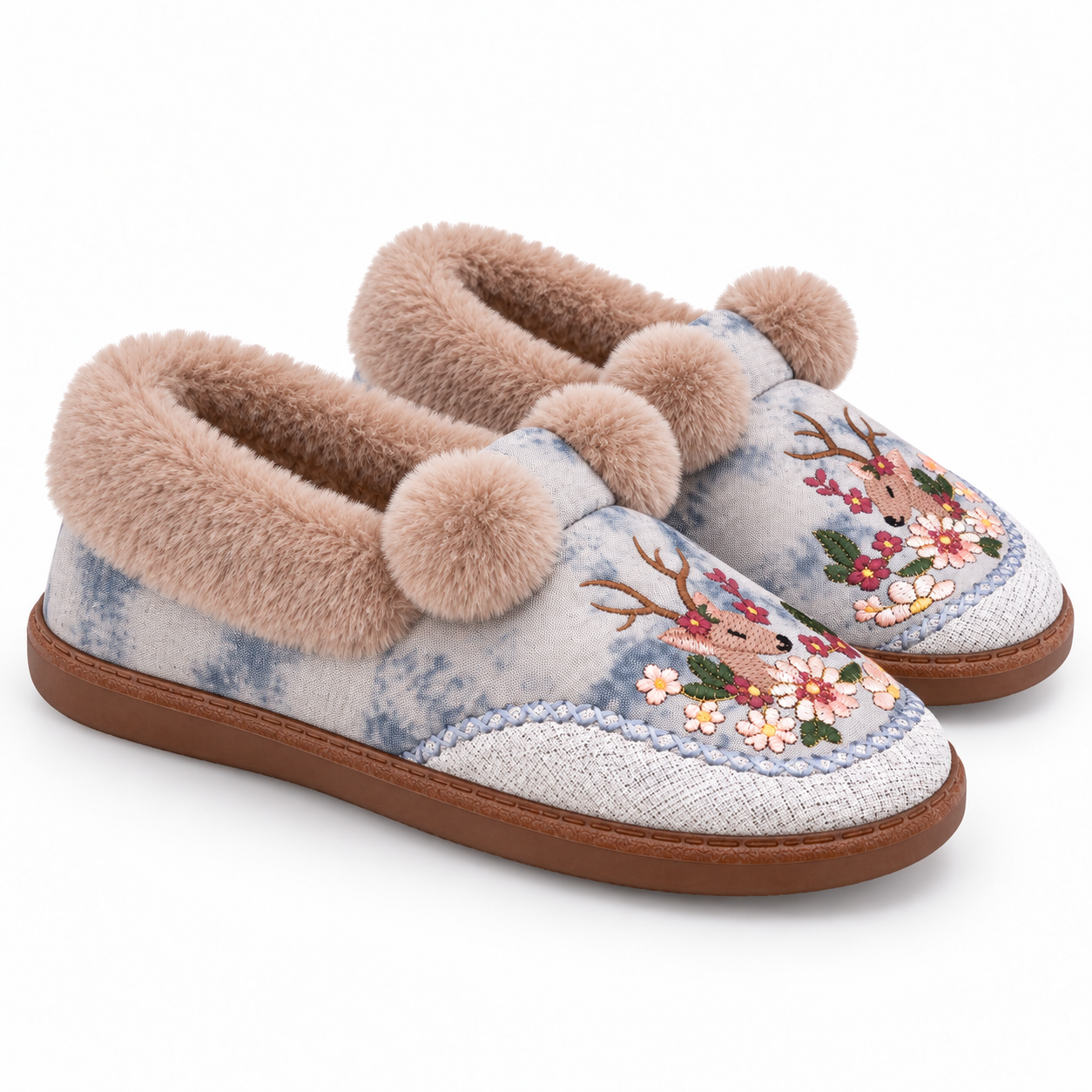 Floral Fleece-Lined Thick-Sole Winter Shoes