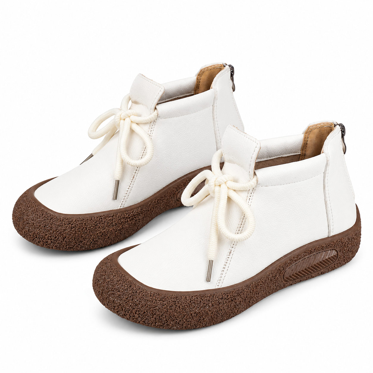 Retro Square-Toe Cowhide Ankle Boots
