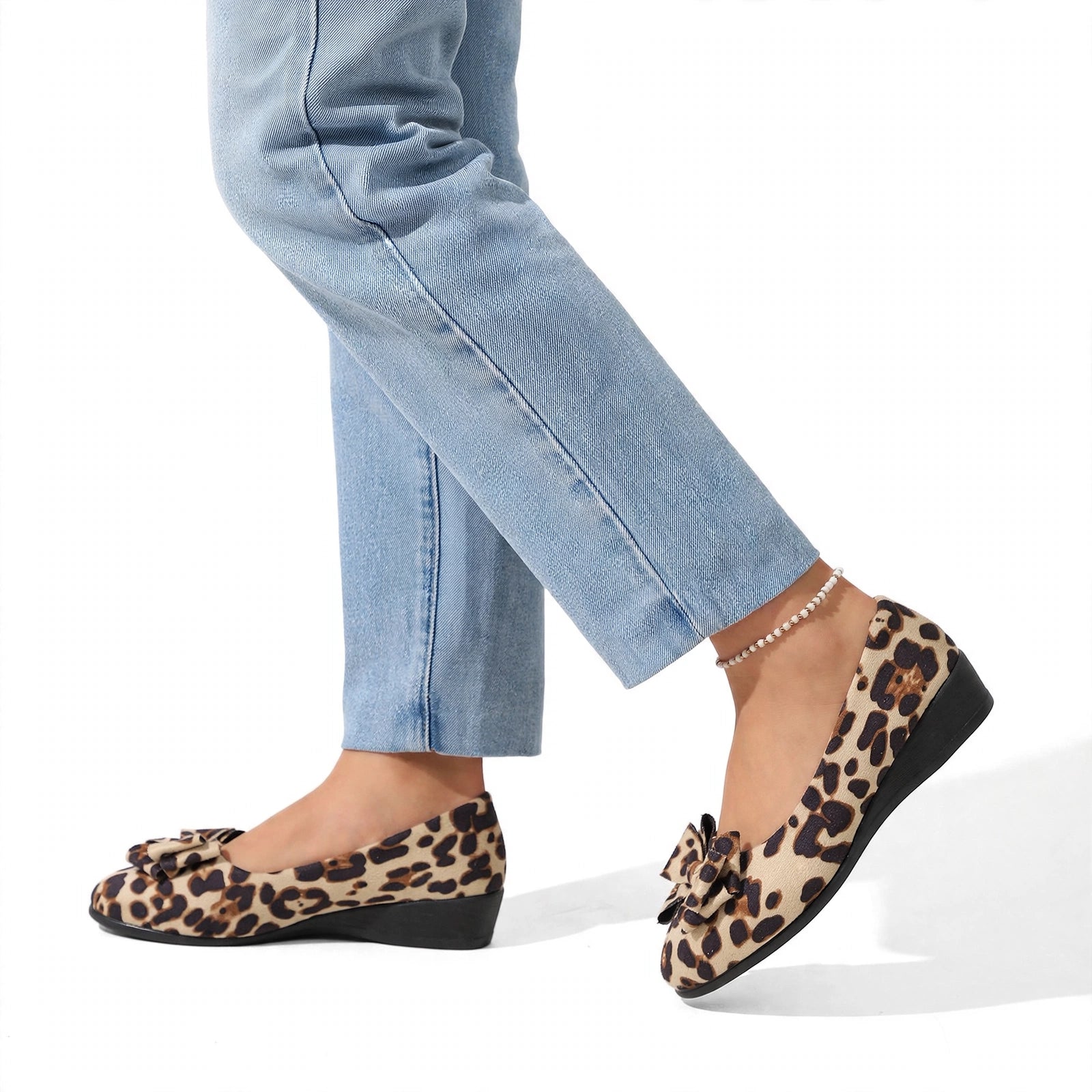 Lena Wide-Toe Knit Mary Jane Flats