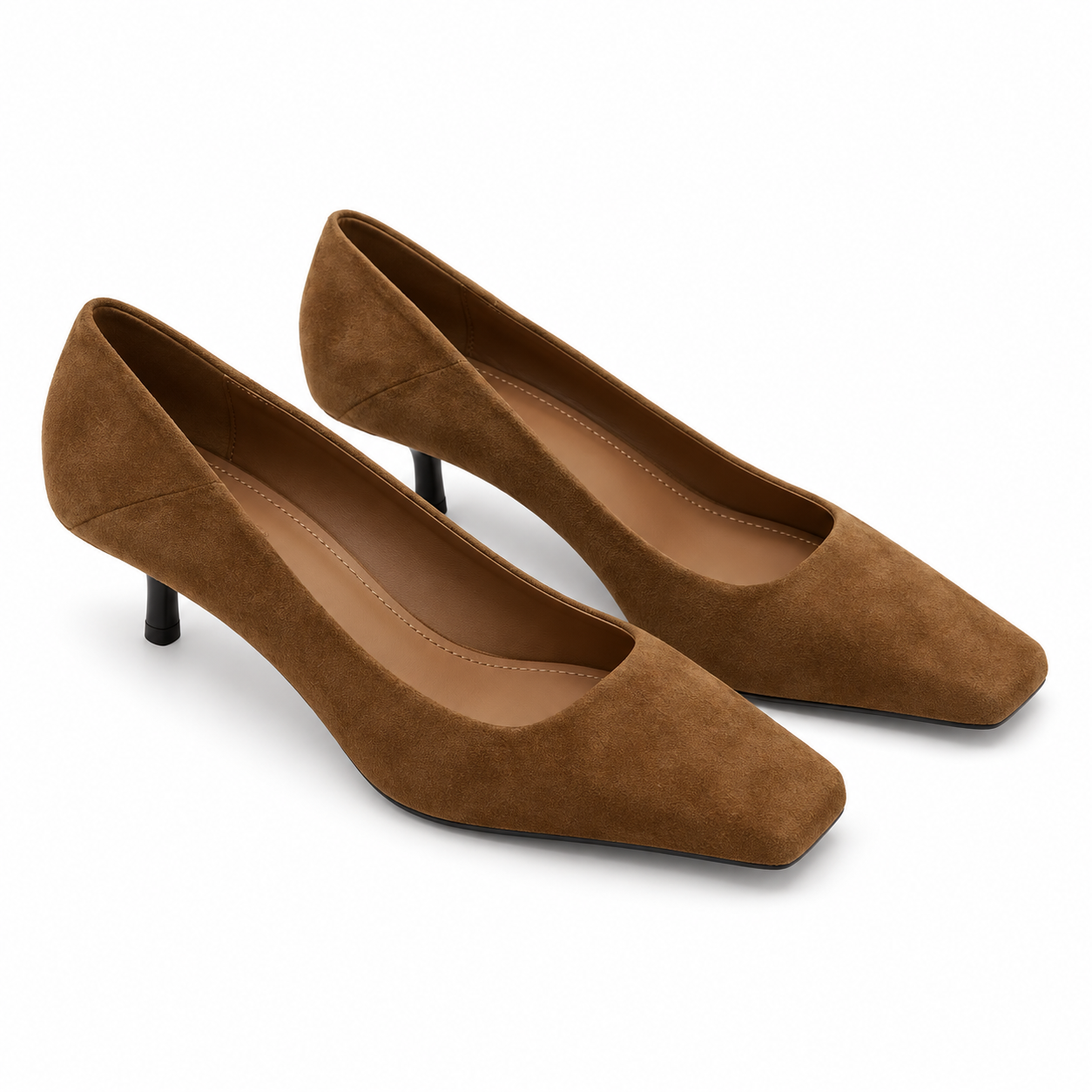 Square-Toe Velvet Office Pumps
