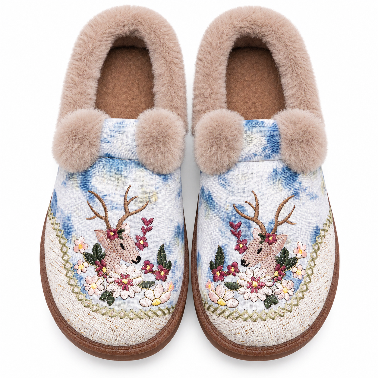 Floral Fleece-Lined Thick-Sole Winter Shoes