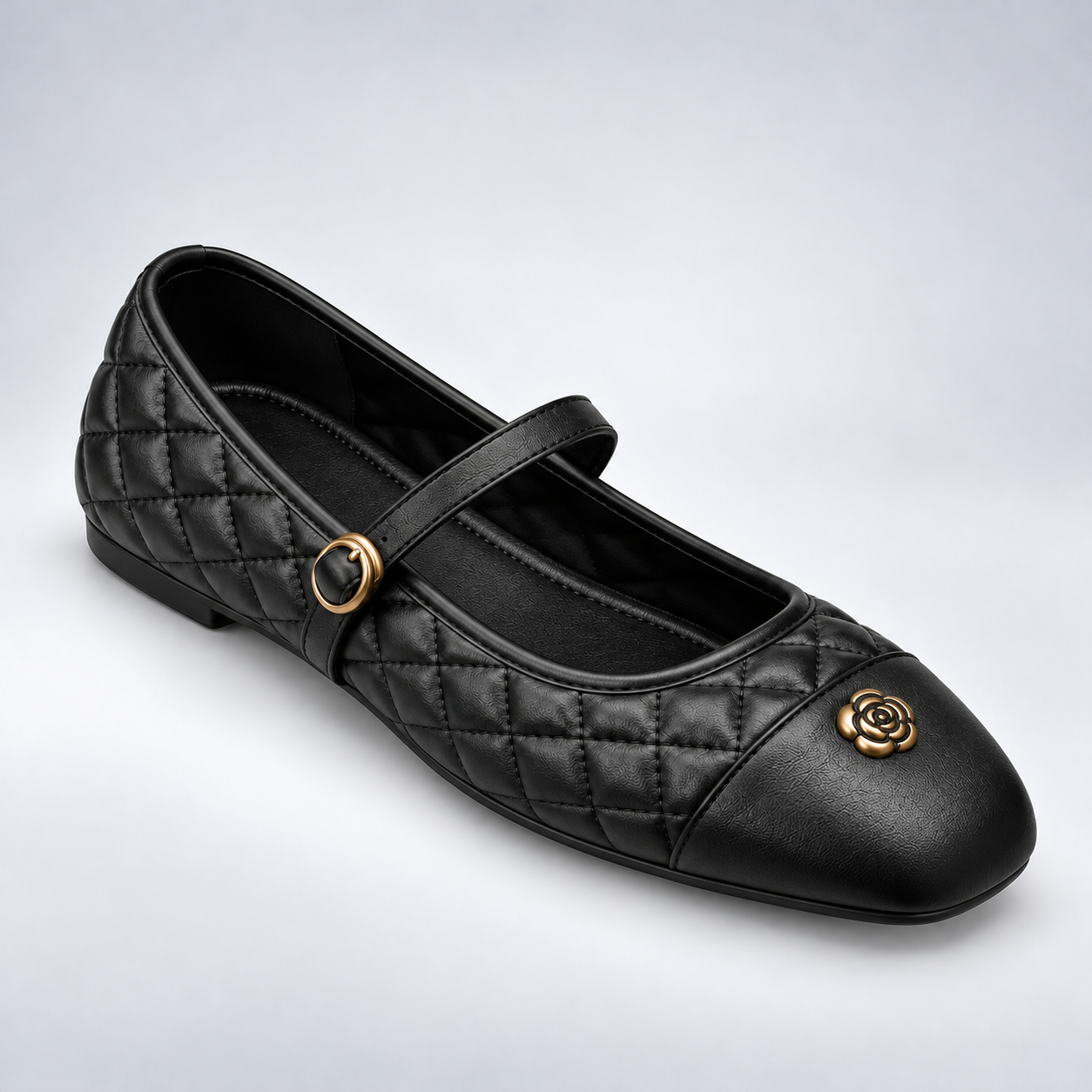 Camellia Quilted Mary Jane Flats.