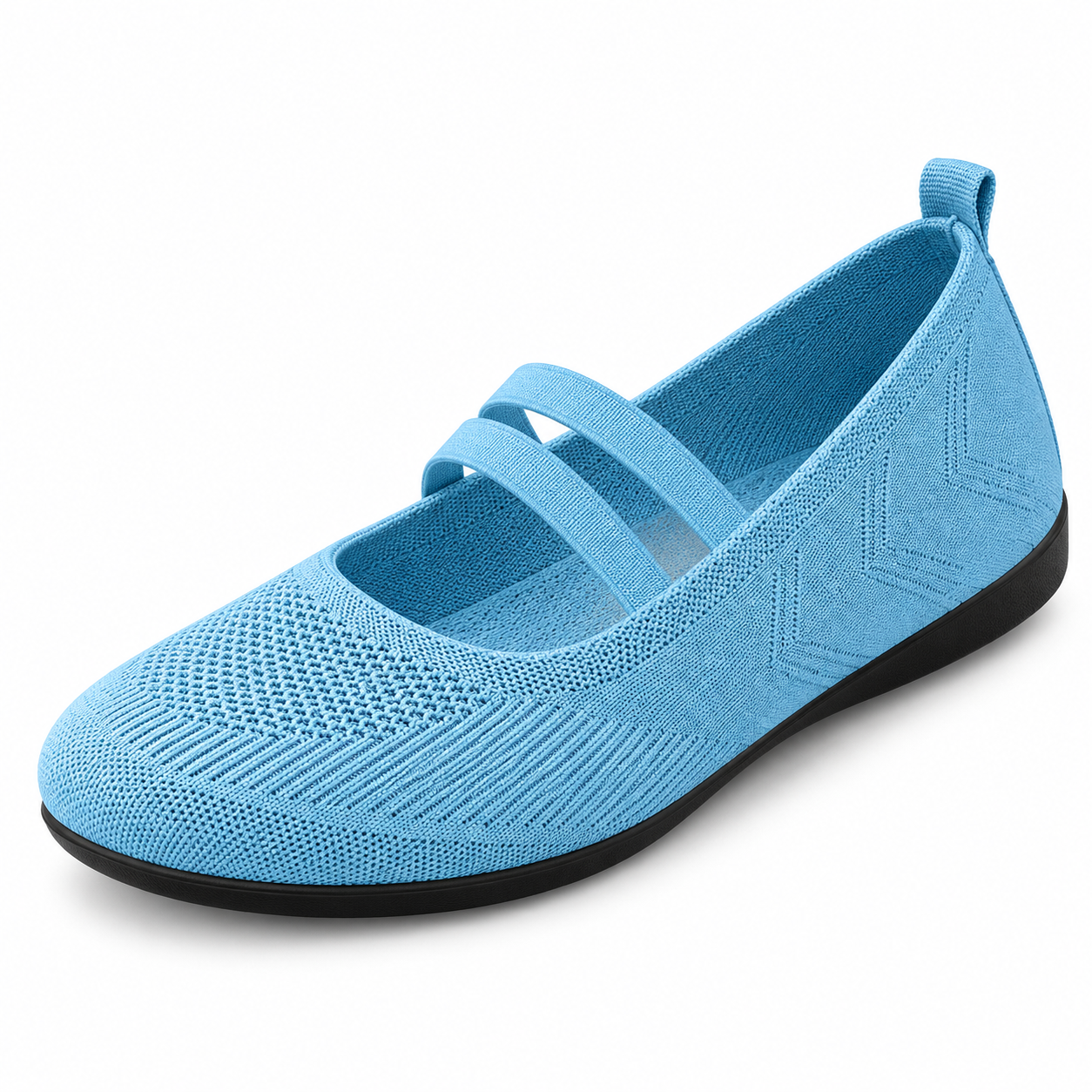 Marla Comfort - Women's Wide Toe Box Knit Mary Jane Flats, Slip-On Non-Slip Walking Shoes