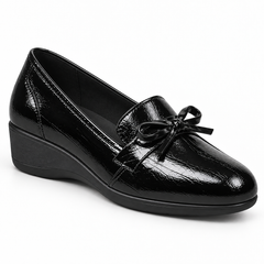 Patent Bow Wedge Loafers