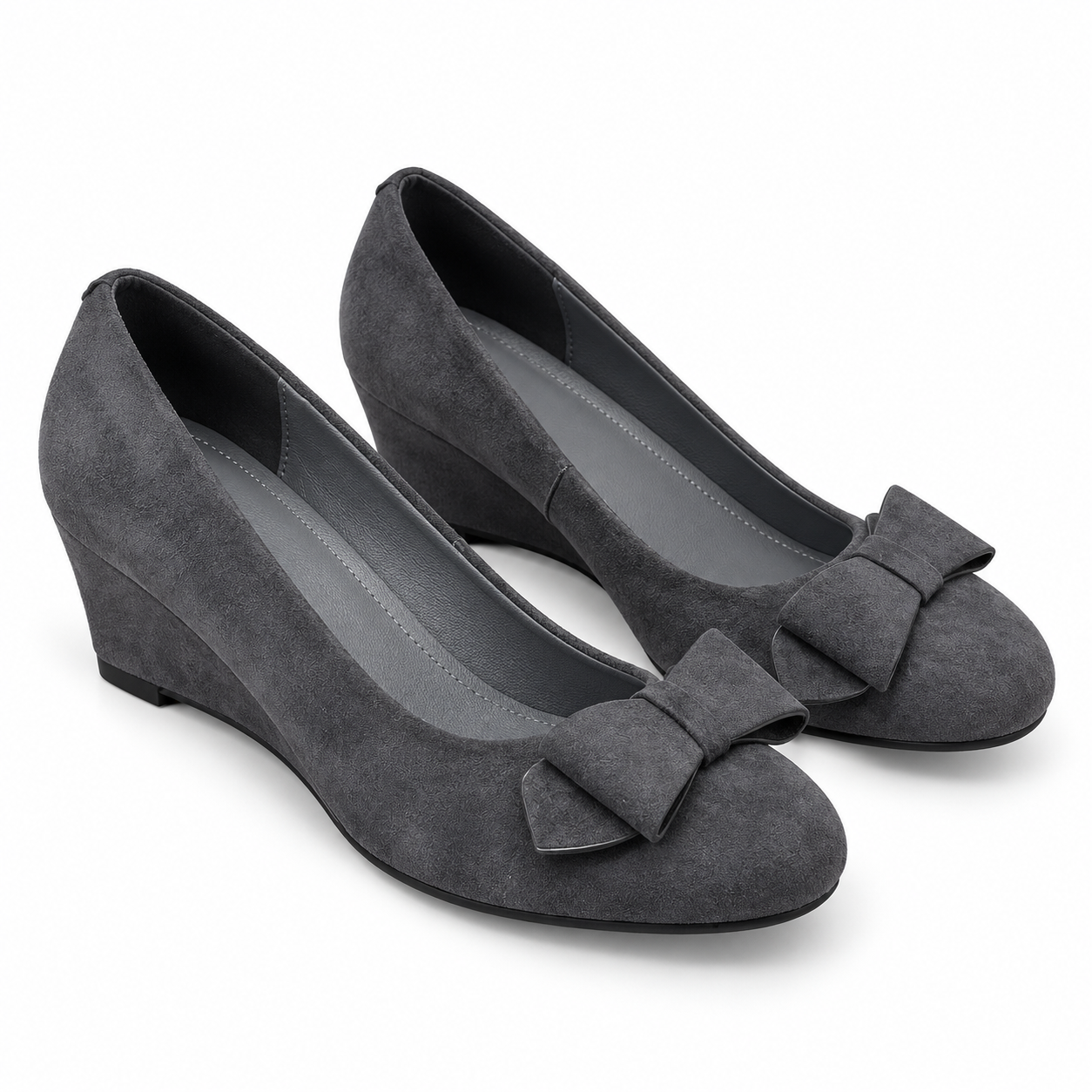 Retro Sheepskin Suede Wedge Shoes.