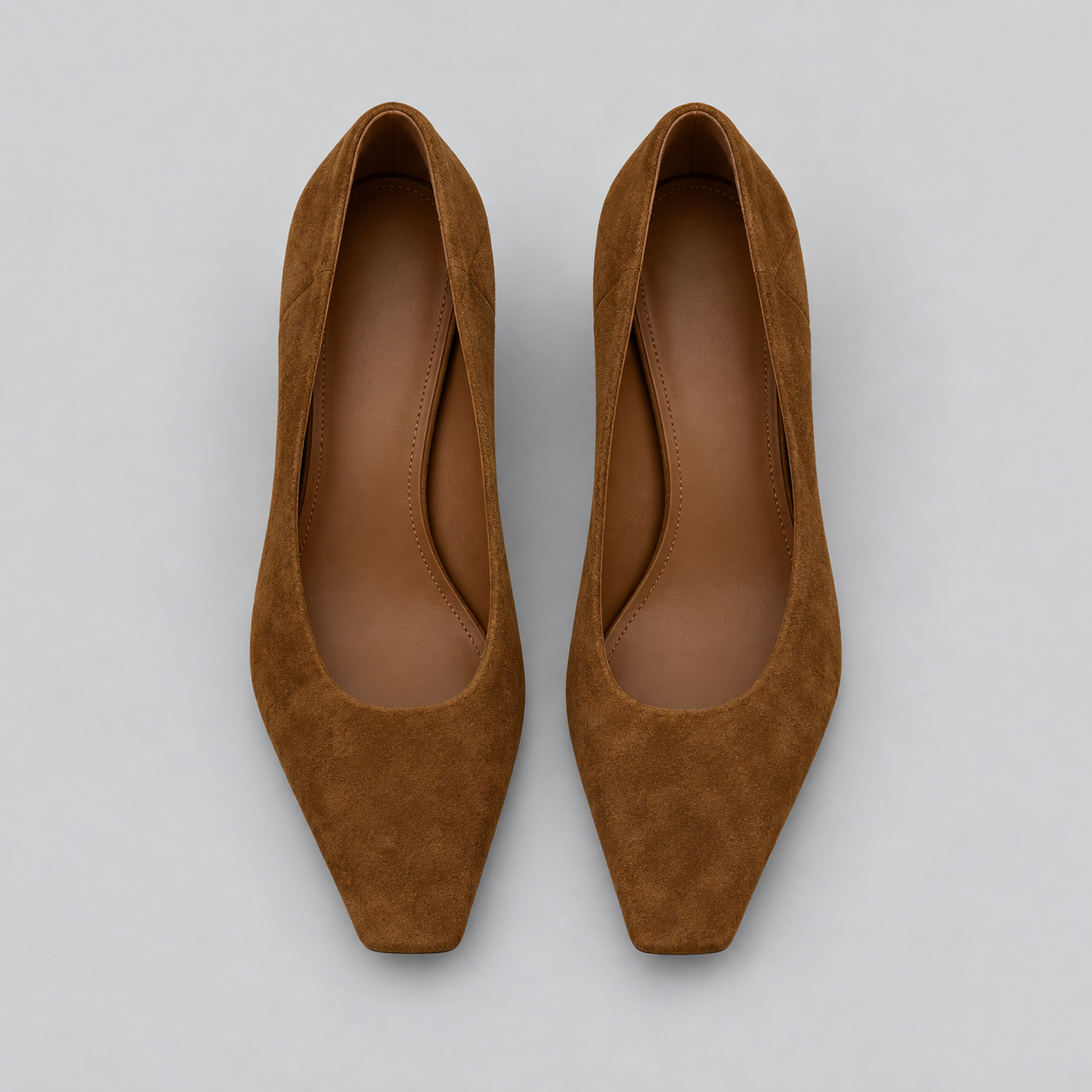 Square-Toe Velvet Office Pumps