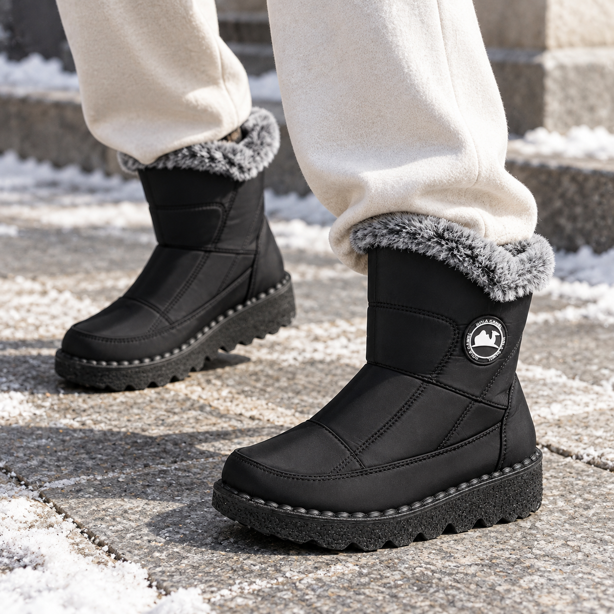 Fleece-Lined Zipper Winter Boots