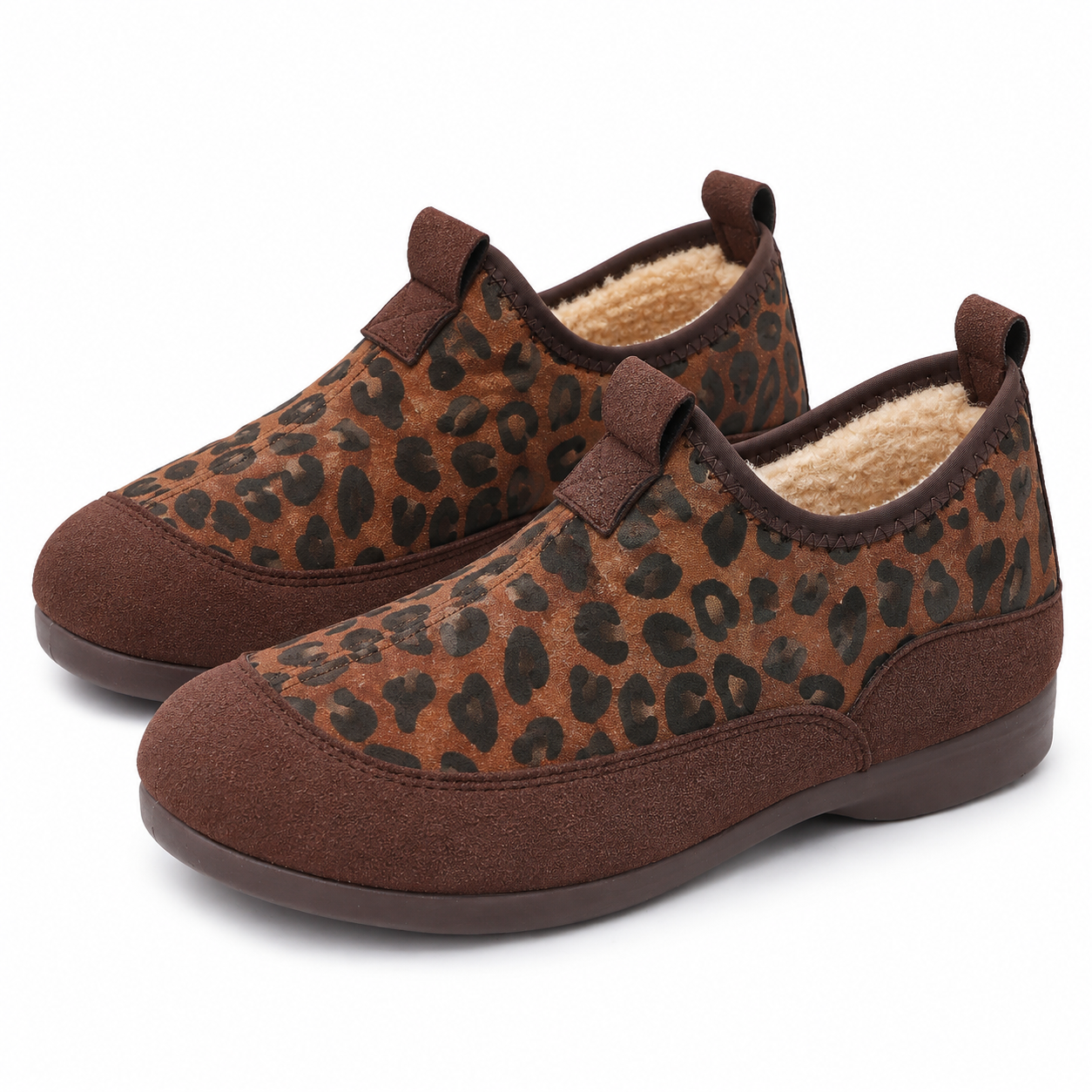 Leopard-Print Soft-Sole Winter Loafers