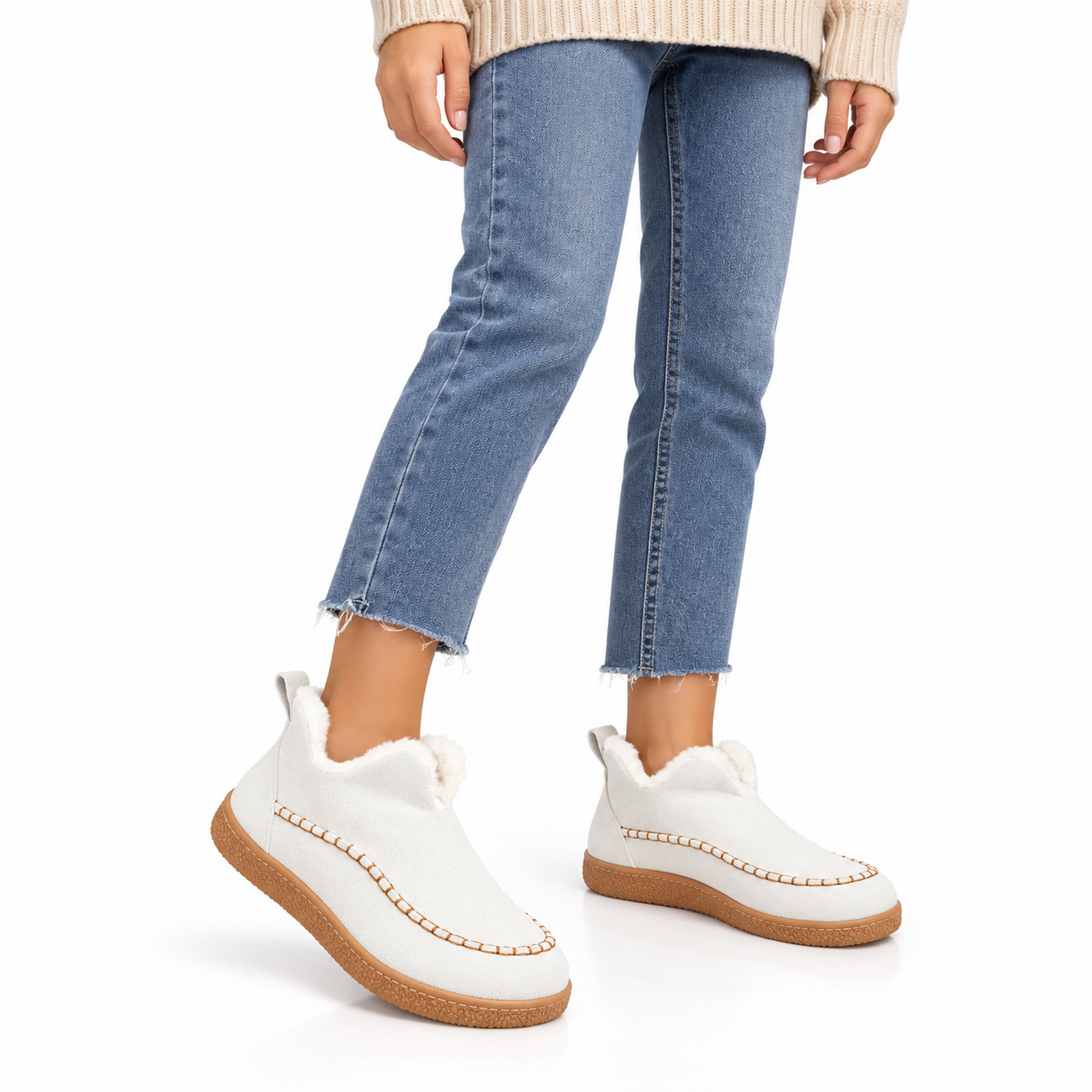 Women's Cozy Fleece-Lined Slip-On Ankle Boots