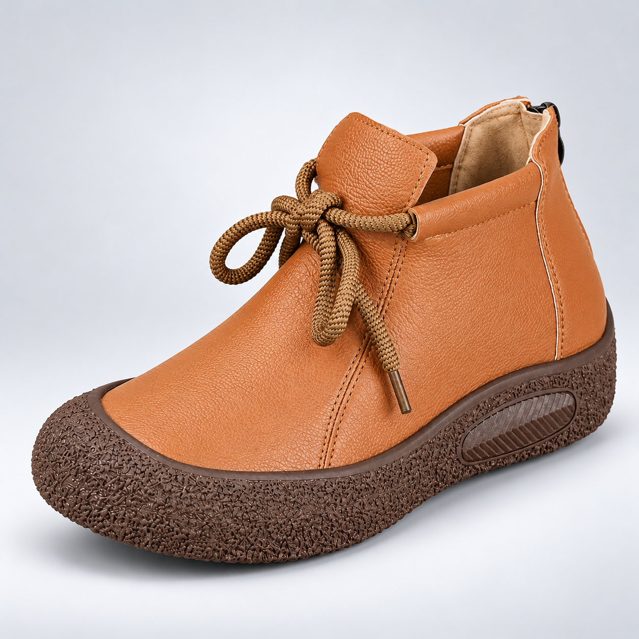 Retro Square-Toe Cowhide Ankle Boots