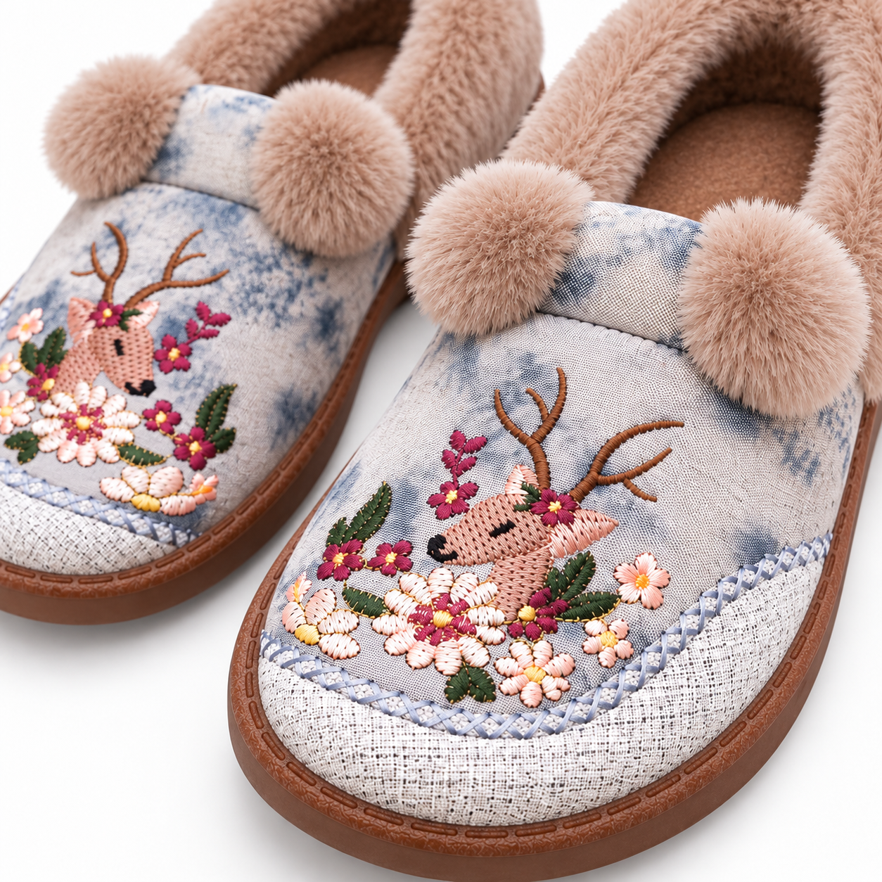 Floral Fleece-Lined Thick-Sole Winter Shoes