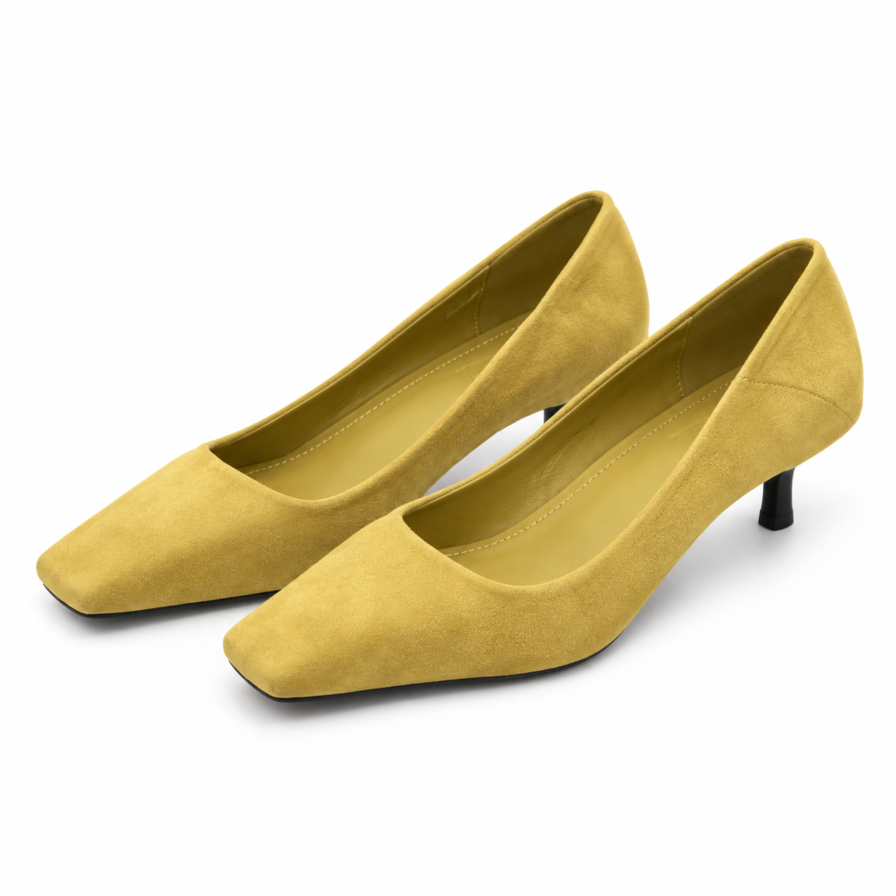 Square-Toe Velvet Office Pumps