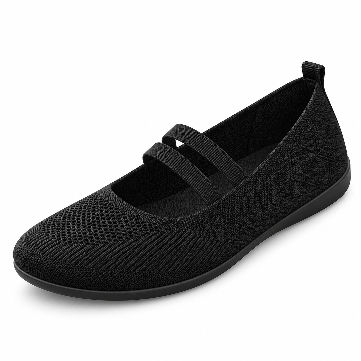 Marla Comfort - Women's Wide Toe Box Knit Mary Jane Flats, Slip-On Non-Slip Walking Shoes