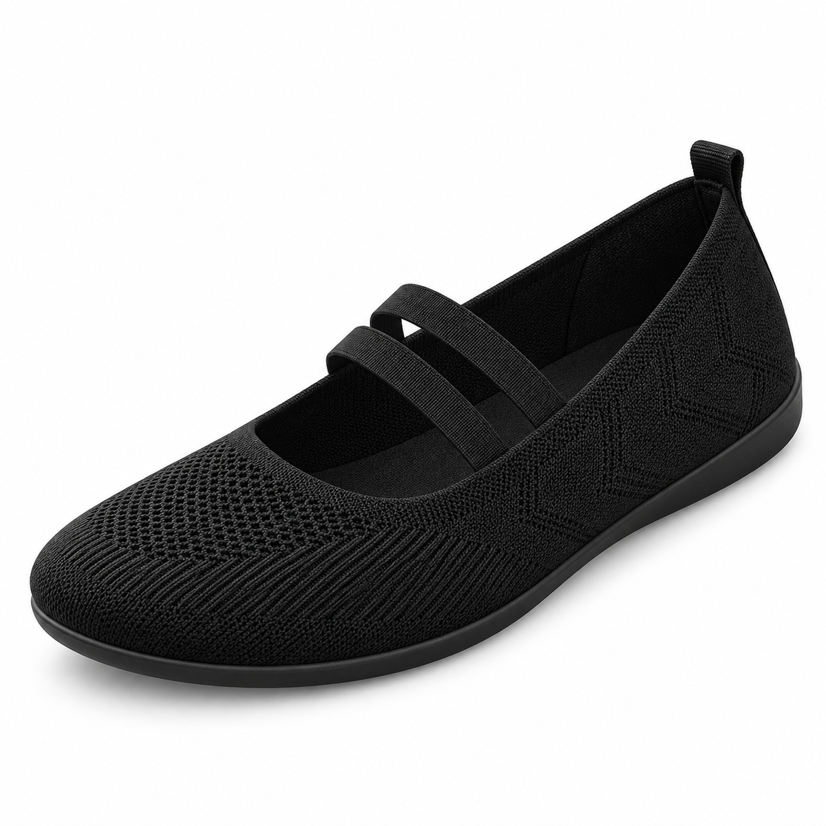 Marla Comfort - Women's Wide Toe Box Knit Mary Jane Flats, Slip-On Non-Slip Walking Shoes
