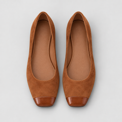 Colorblock Suede Square-Toe Flats