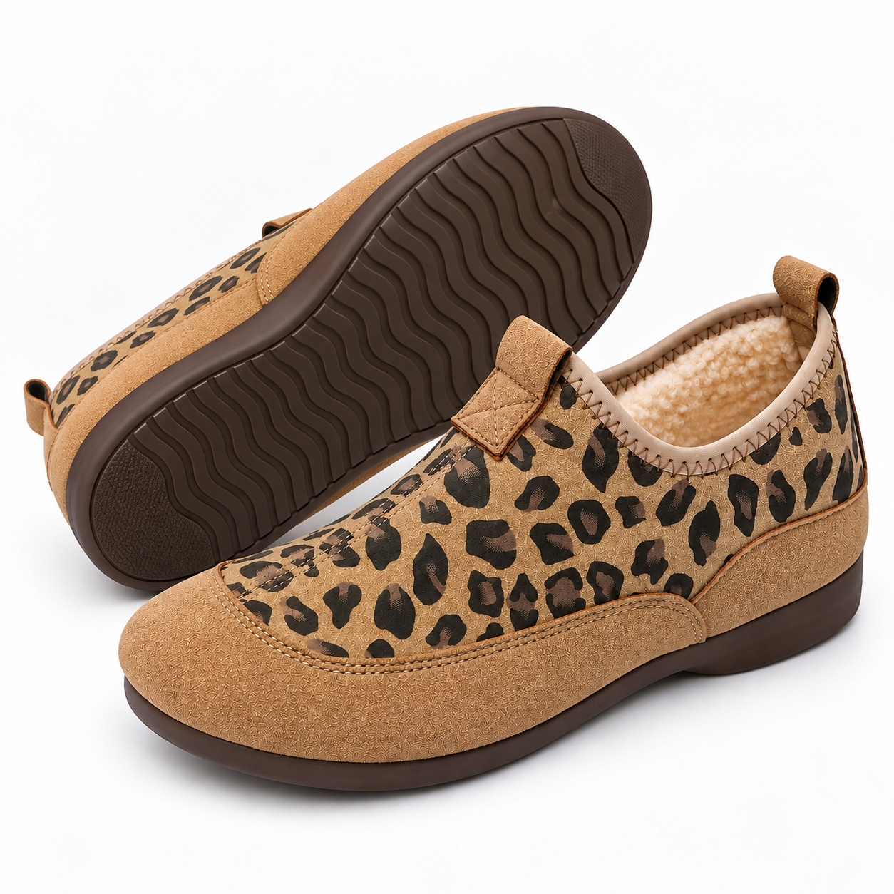 Leopard-Print Soft-Sole Winter Loafers
