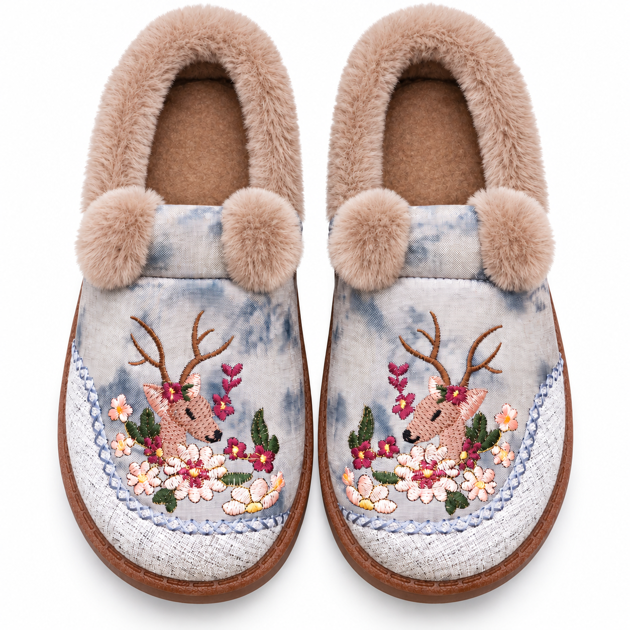 Floral Fleece-Lined Thick-Sole Winter Shoes
