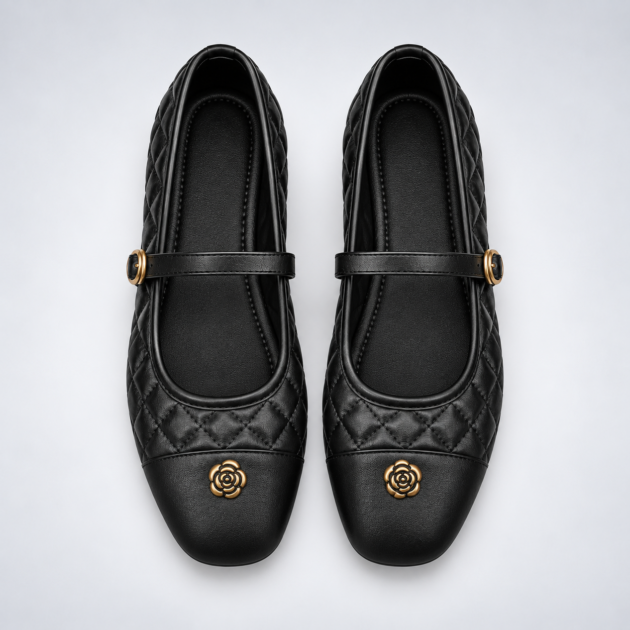Camellia Quilted Mary Jane Flats.