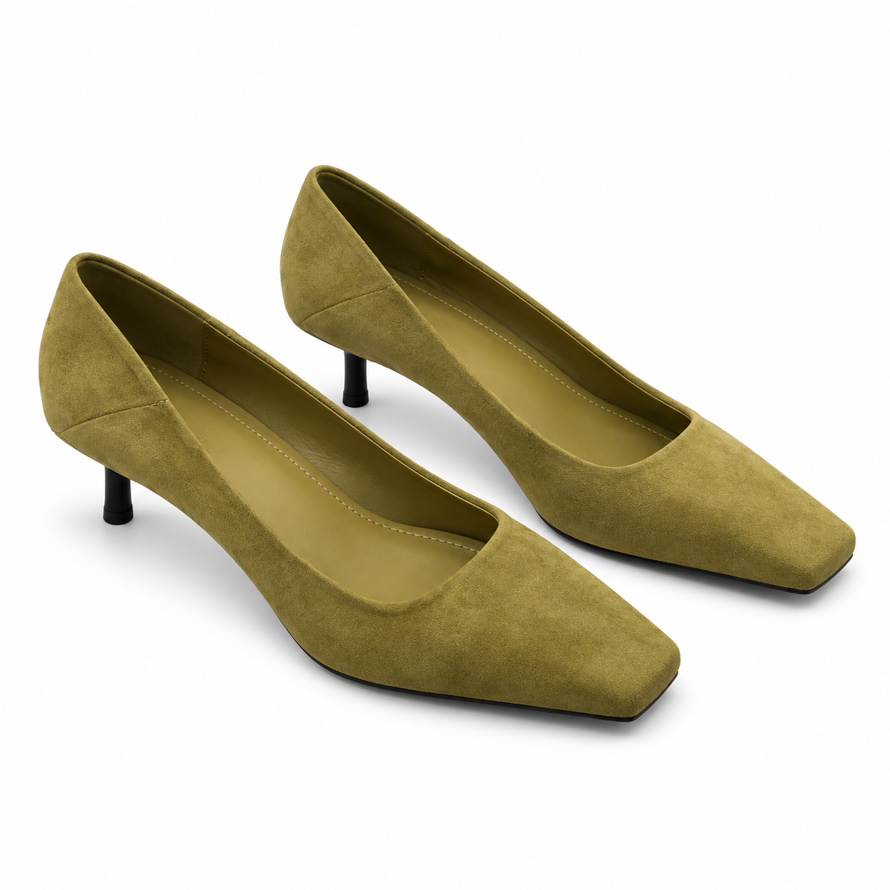 Square-Toe Velvet Office Pumps