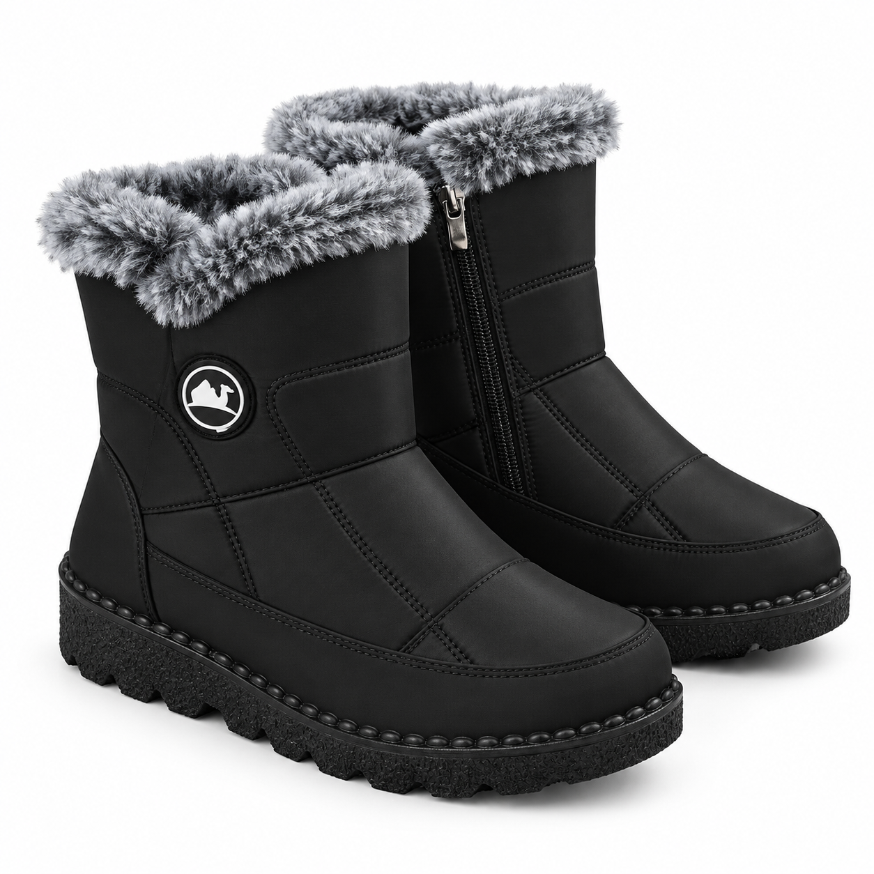 Fleece-Lined Zipper Winter Boots