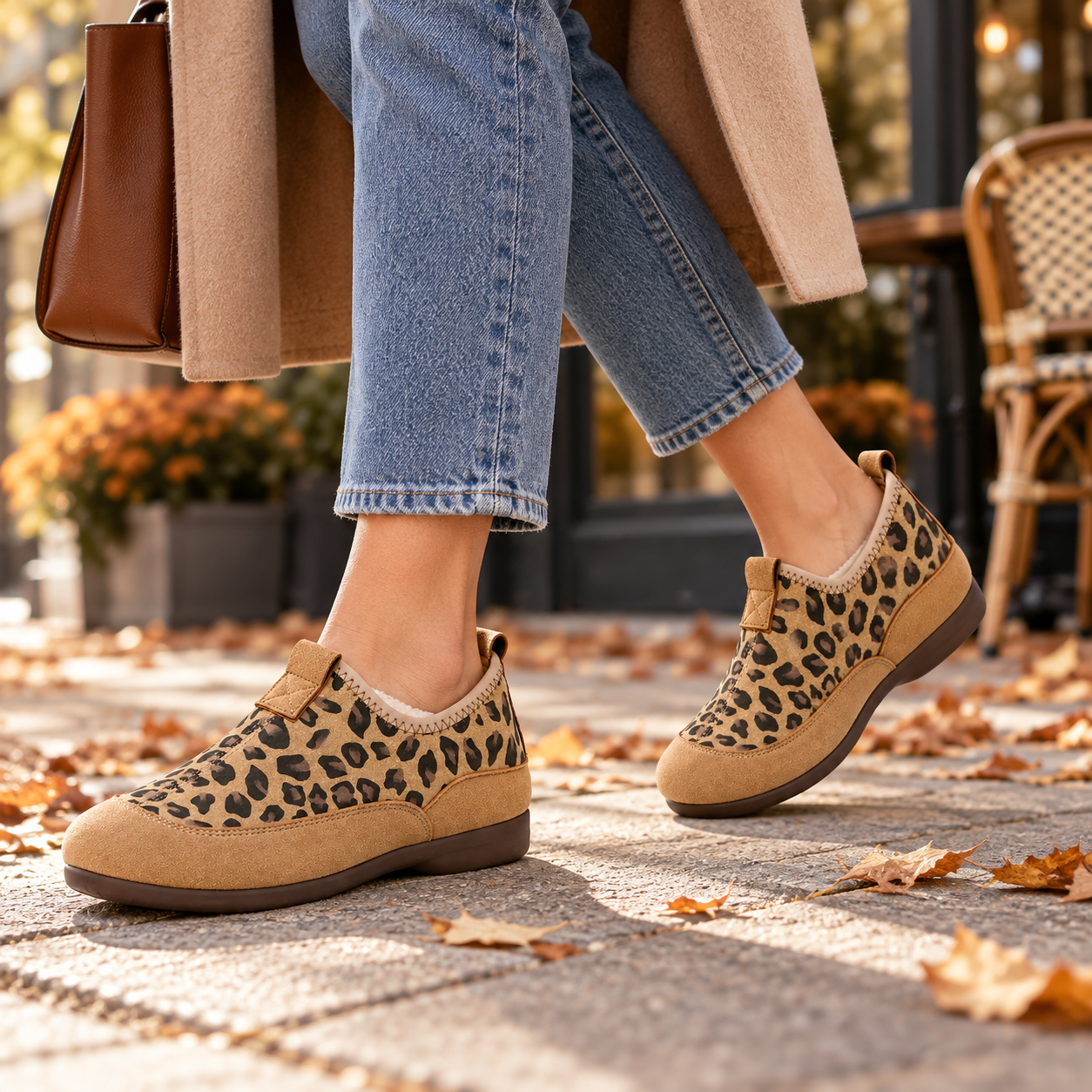 Leopard-Print Soft-Sole Winter Loafers