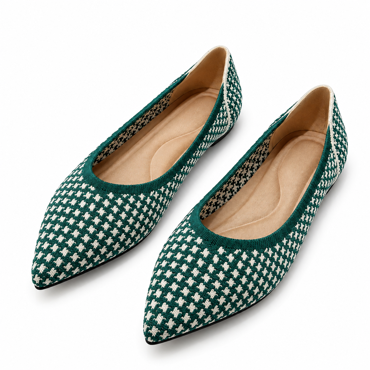 Houndstooth Knit Ballet Flats