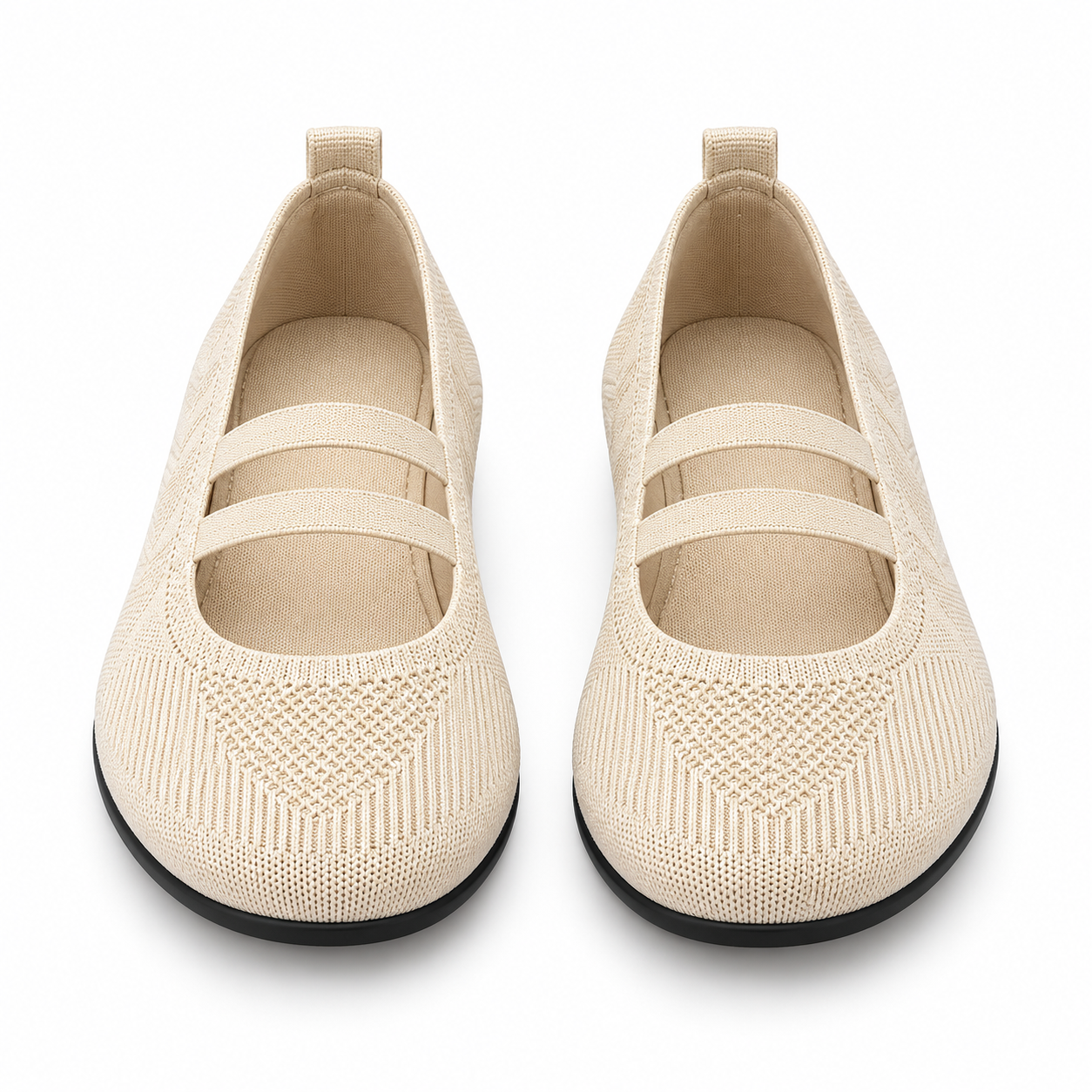 Marla Comfort - Women's Wide Toe Box Knit Mary Jane Flats, Slip-On Non-Slip Walking Shoes