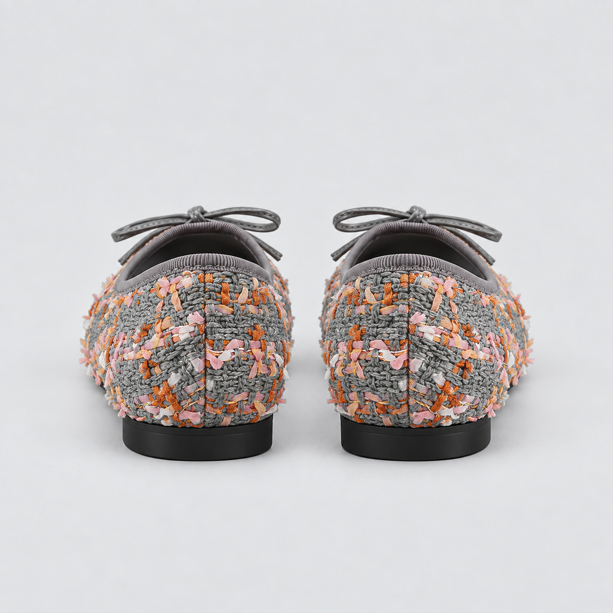 Tweed Bow Flat Shoes