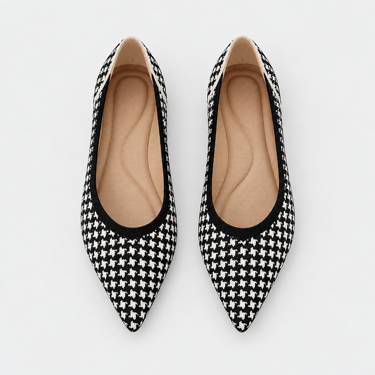 Houndstooth Knit Ballet Flats