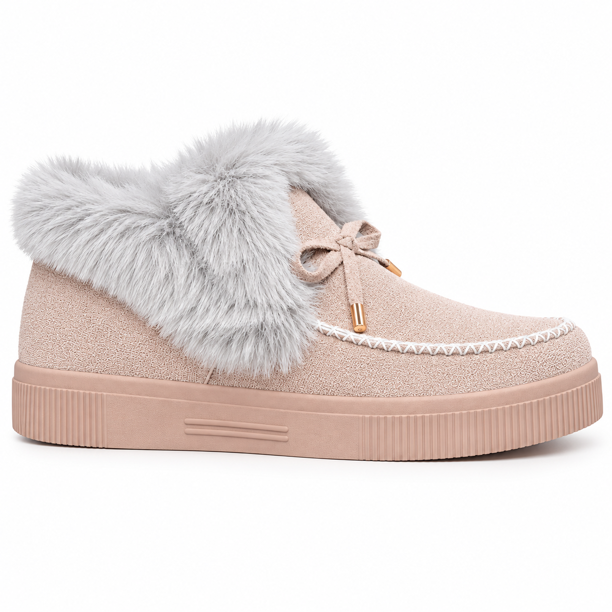 Faux-Fur Bow Ankle Boots