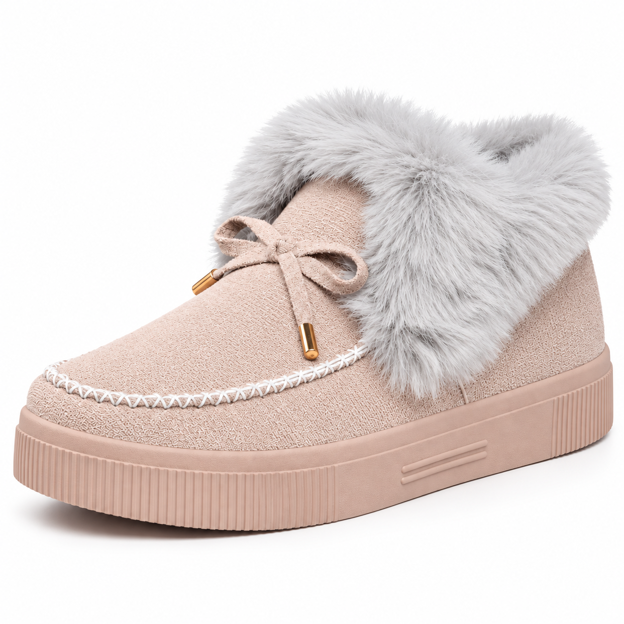 Faux-Fur Bow Ankle Boots